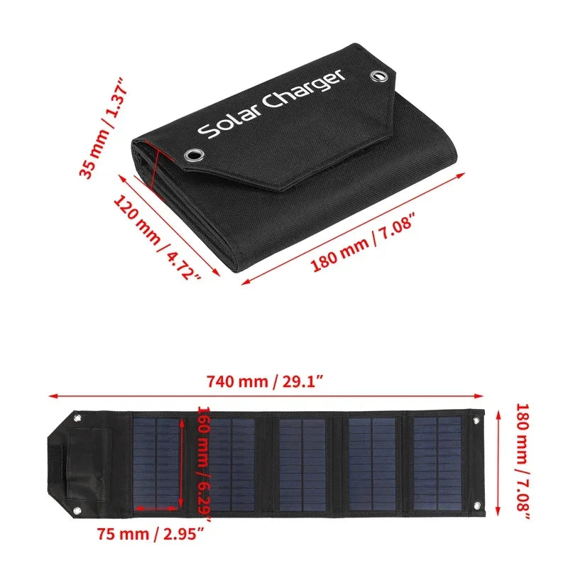 USB折りたたみ式 ソーラーパネル（60W / 80W / 100W - 5V）